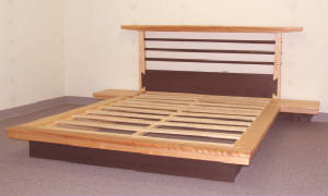 Asian Torii platform bed with wing tables